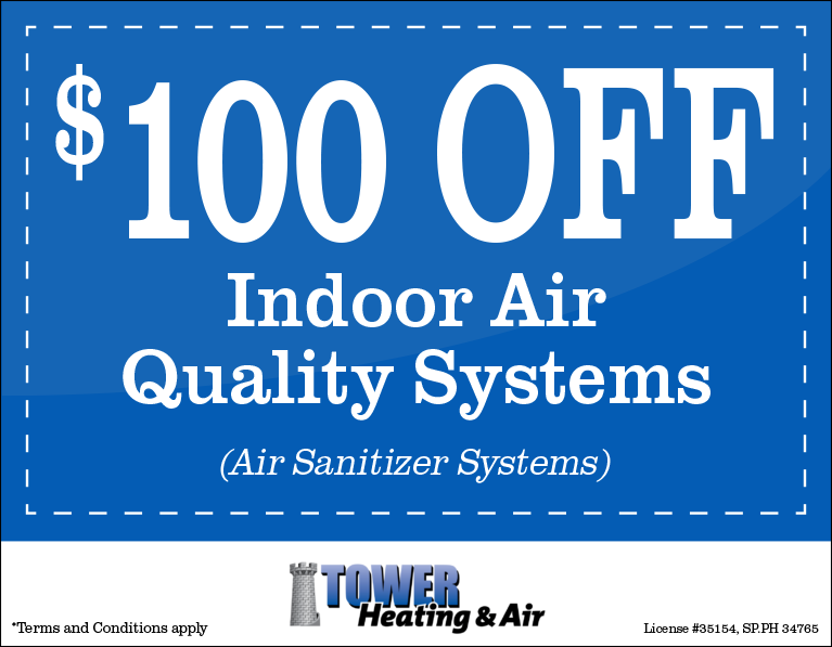Tower Heating and Air $100 off Indoor Air Quality System Specials Offer